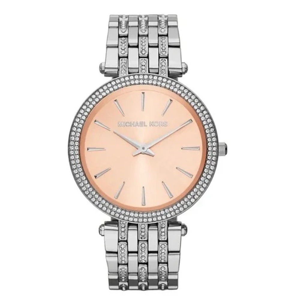 EUC Michael Kors Darci Glitz MK3218 Wrist Watch Women Rose Gold And Silver